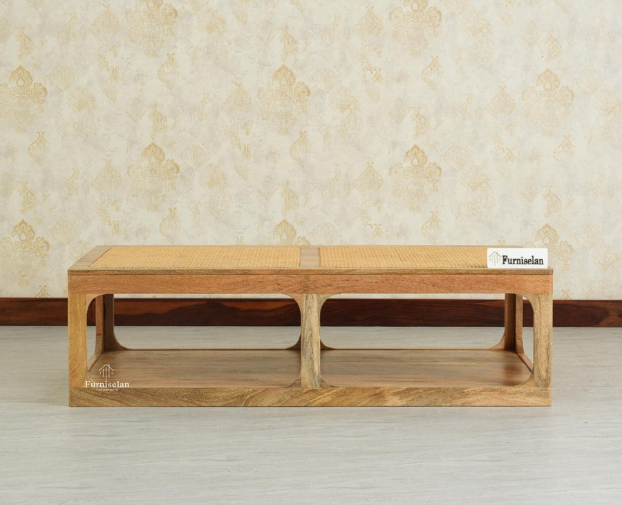 Boston Wooden Riviera Cane Coffee Table Natural Finish