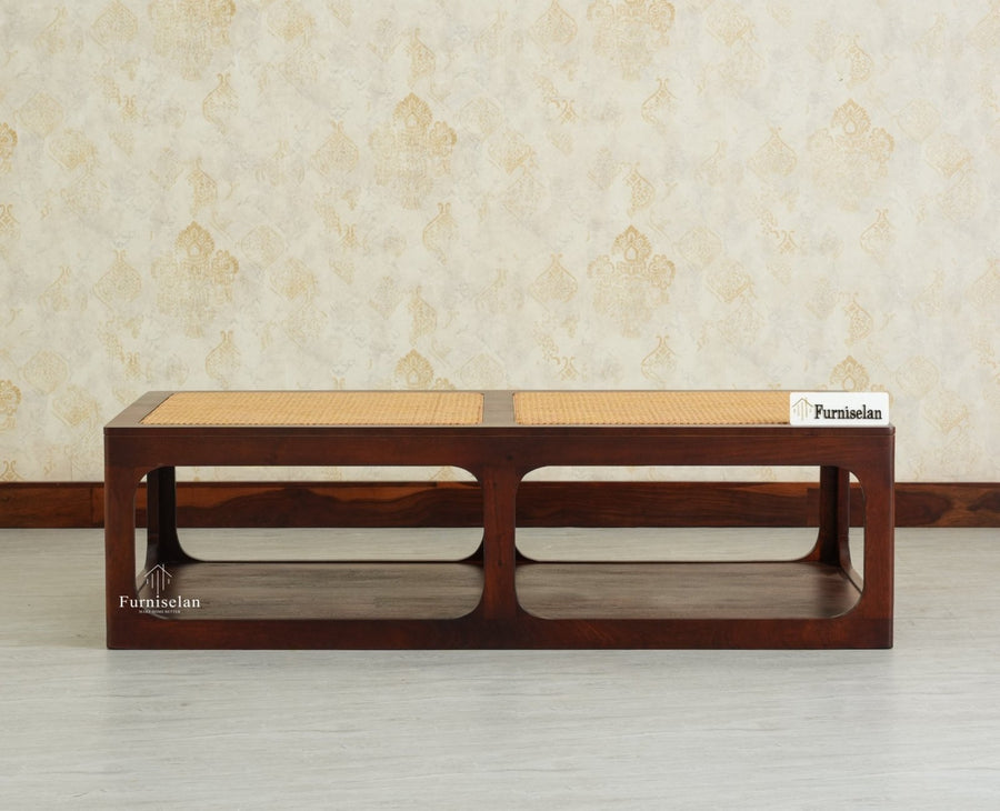 Boston Wooden Riviera Cane Coffee Table Grey Finish