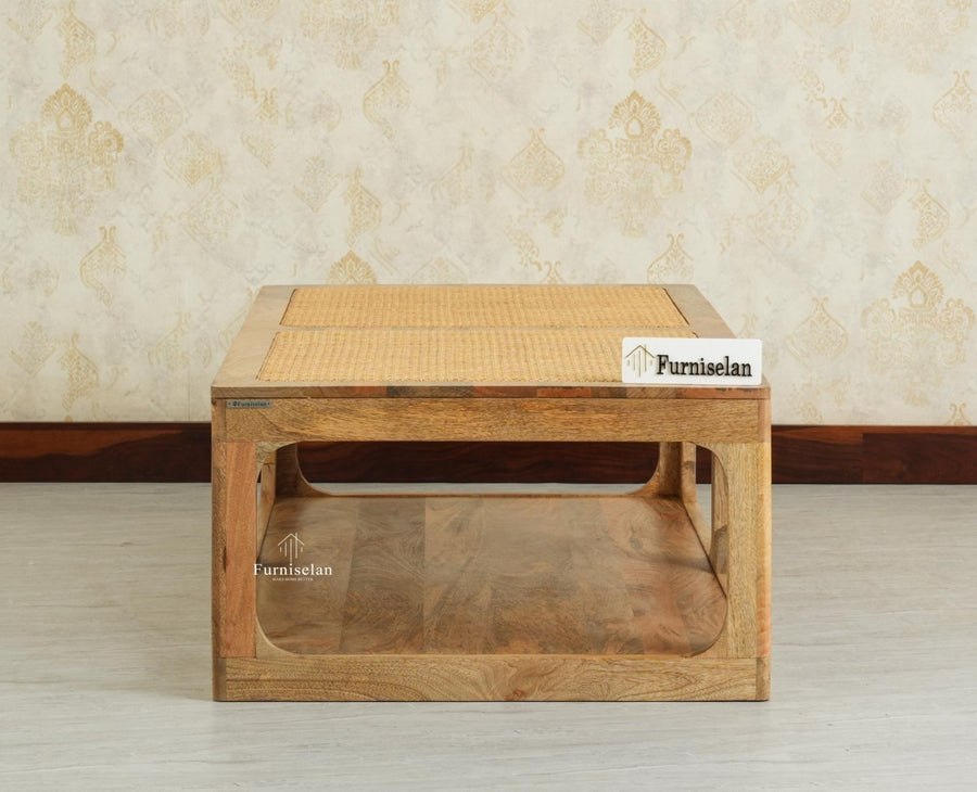 Boston Wooden Riviera Cane Coffee Table Natural Finish