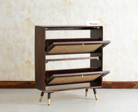 Boston Wooden Shoe Rack Cabinet Flip-down Doors Furniselan Grey Finish