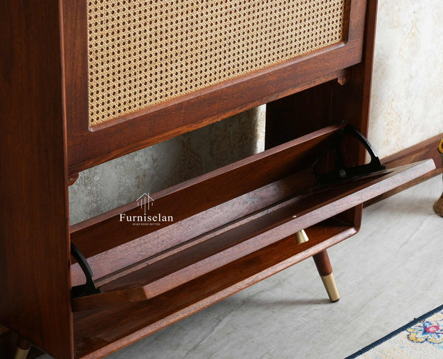 Boston Wooden Shoe Rack Cabinet Flip-down Doors Furniselan
Brown Finish
