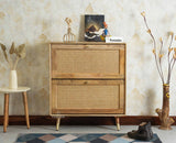 Boston Wooden Shoe Rack Cabinet Flip-Down Doors
