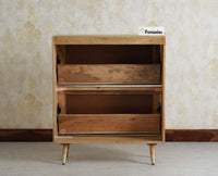 Boston Wooden Shoe Rack Cabinet Flip-down Doors Furniselan Natural Finish