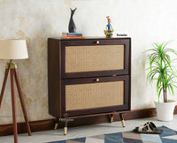 Boston Wooden Shoe Rack Cabinet Flip-down Doors Furniselan Grey Finish
