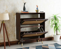 Boston Wooden Shoe Rack Cabinet Flip-down Doors Furniselan Grey Finish