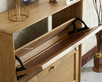 Boston Wooden Shoe Rack Cabinet Flip-down Doors Furniselan Natural Finish