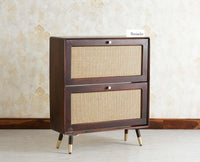Boston Wooden Shoe Rack Cabinet Flip-down Doors Furniselan Grey Finish