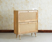 Boston Wooden Shoe Rack Cabinet Flip-down Doors Furniselan Natural Finish