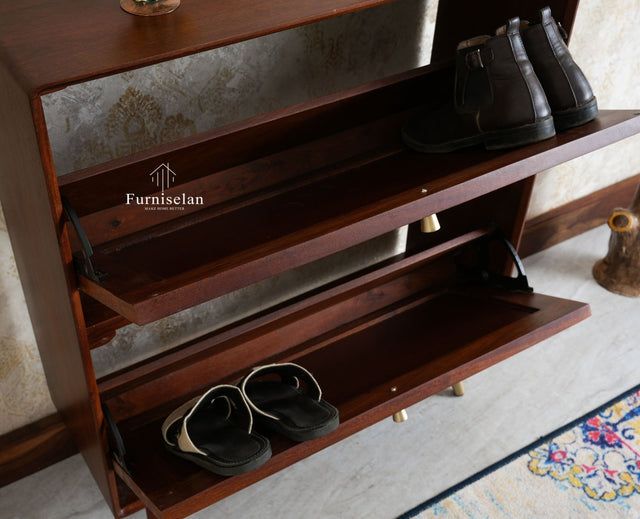 Boston Wooden Shoe Rack Cabinet Flip-down Doors Furniselan
Brown Finish