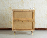 Boston Wooden Shoe Rack Cabinet Flip-down Doors Furniselan Natural Finish
