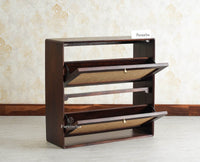 Boston Wooden Wall Hung Shoe Rack Cabinet Flip-Down Doors Grey Finish