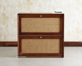 Boston Wooden Wall Hung Shoe Rack Cabinet Flip-Down Doors Brown Finish