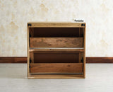 Boston Wooden Wall Hung Shoe Rack Cabinet Flip-Down Doors Natural Finish