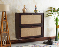 Boston Wooden Wall Hung Shoe Rack Cabinet Flip-Down Doors Grey Finish