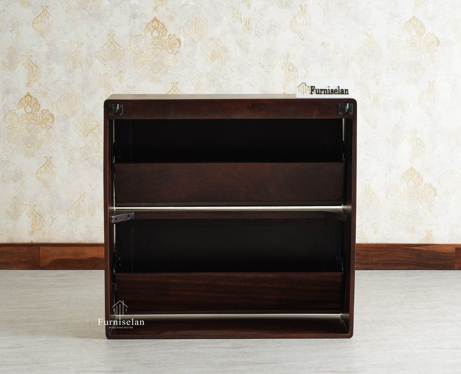 Boston Wooden Wall Hung Shoe Rack Cabinet Flip-Down Doors Grey Finish