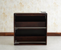 Boston Wooden Wall Hung Shoe Rack Cabinet Flip-Down Doors Grey Finish