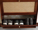 Boston Wooden Wall Hung Shoe Rack Cabinet Flip-Down Doors Brown Finish