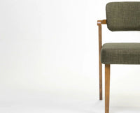 Boucle Medio Dining Chair with ParaWood – Solid Wood Modern Dining Chair for Home & Restaurant Olive Green