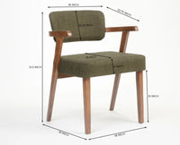 Boucle Medio Dining Chair with ParaWood – Solid Wood Modern Dining Chair for Home & Restaurant Olive Green