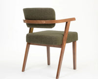 Boucle Medio Dining Chair with ParaWood – Solid Wood Modern Dining Chair for Home & Restaurant Olive Green