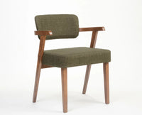 Boucle Medio Dining Chair with ParaWood – Solid Wood Modern Dining Chair for Home & Restaurant Olive Green