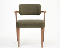 Boucle Medio Dining Chair with ParaWood – Solid Wood Modern Dining Chair for Home & Restaurant Olive Green