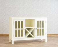 Brazil Wooden Two Glass Door Bar Cabinet Furniselan Milky-White