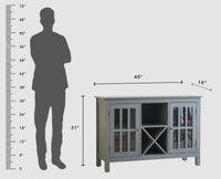 Brazil Wooden Two Glass Door Bar Cabinet Furniselan Slate-Grey