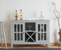 Brazil Wooden Two Glass Door Bar Cabinet Furniselan Cool-Grey