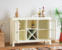 Brazil Wooden Two Glass Door Bar Cabinet Furniselan Milky-White