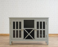 Brazil Wooden Two Glass Door Bar Cabinet Furniselan Cool-Grey