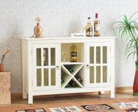 Brazil Wooden Two Glass Door Bar Cabinet Furniselan Milky-White