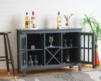 Brazil Wooden Two Glass Door Bar Cabinet Furniselan Slate-Grey