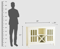 Brazil Wooden Two Glass Door Bar Cabinet Furniselan Milky-White
