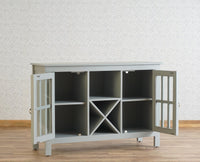 Brazil Wooden Two Glass Door Bar Cabinet Furniselan Cool-Grey
