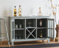 Brazil Wooden Two Glass Door Bar Cabinet Furniselan Cool-Grey