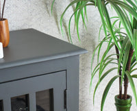 Brazil Wooden Two Glass Door Bar Cabinet Furniselan Slate-Grey