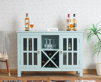 Brazil Wooden Two Glass Door Bar Cabinet Furniselan Silt-Green