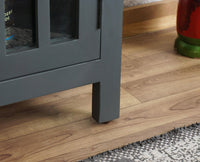 Brazil Wooden Two Glass Door Bar Cabinet Furniselan Slate-Grey