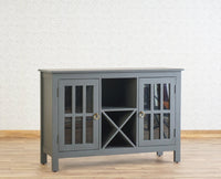 Brazil Wooden Two Glass Door Bar Cabinet Furniselan Slate-Grey