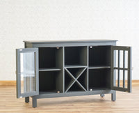 Brazil Wooden Two Glass Door Bar Cabinet Furniselan Slate-Grey