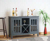Brazil Wooden Two Glass Door Bar Cabinet Furniselan Slate-Grey