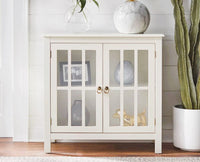 Brazil Wooden Two Glass Door Cabinet Furniselan Milky-White