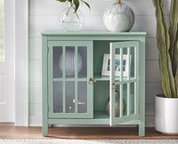 Brazil Wooden Two Glass Door Cabinet Furniselan Silt-Green