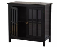 Brazil Wooden Two Glass Door Cabinet Furniselan Slate-Grey