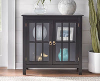 Brazil Wooden Two Glass Door Cabinet Furniselan Slate-Grey