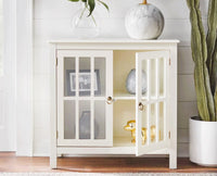 Brazil Wooden Two Glass Door Cabinet Furniselan Milky-White