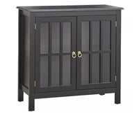 Brazil Wooden Two Glass Door Cabinet Furniselan Slate-Grey