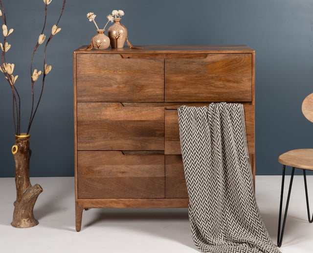 Bressels Solid Wood Chest of Drawer Storage Furniselan - Natural-Oak-Finish
