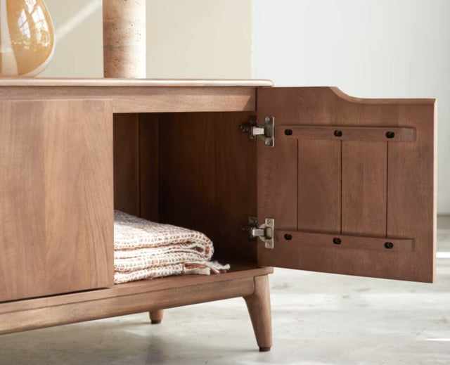 Bressels Solid Wood Four Door Cabinet Storage Furniselan-Natural-Oak-Finish